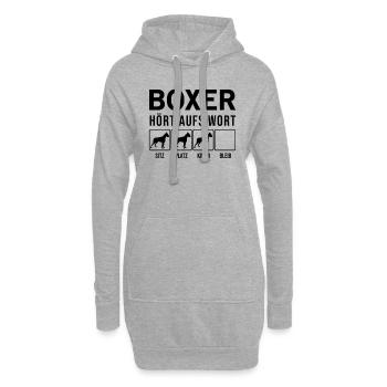Boxer - Hört aufs Wort - lustiges Hunde Geschenk - Hoodie-Kleid - Grau meliert - Vorne