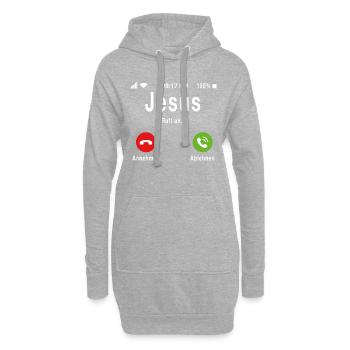 Jésus reçoit un appel téléphonique drôle appel de Dieu - Sweat-shirt à capuche long Femme - gris chiné - Devant