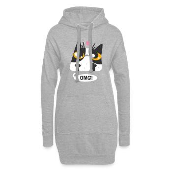 Chat omg - Sweat-shirt à capuche long Femme - gris chiné - Devant