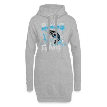Bass Fishing - Hoodie-Kleid - Grau meliert - Vorne