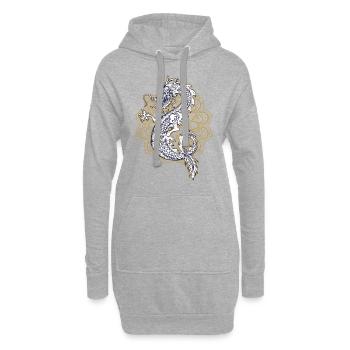 Chinese Dragon Mandala - Hoodie-Kleid - Grau meliert - Vorne