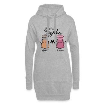 Better Together Salz Pfeffer Herz Gewürz Geschenk - Hoodie-Kleid - Grau meliert - Vorne