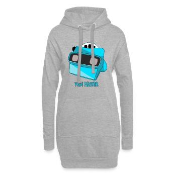90er Jahre Retro - Hoodie-Kleid - Grau meliert - Vorne