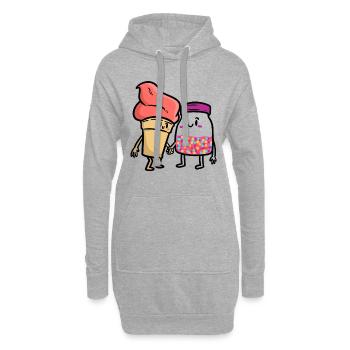 Zuckerperlen und Eis Ice Cream - Hoodie-Kleid - Grau meliert - Vorne
