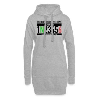 1N23456 Motorradschaltung One Down Rest Is Up - Hoodie-Kleid - Grau meliert - Vorne