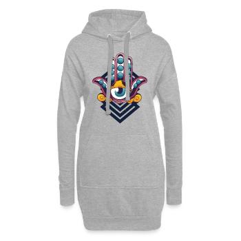 Hand mit Auge - Abstrakte Kunst - Hoodie-Kleid - Grau meliert - Vorne