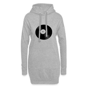 Disque vinyle avec ombre - Sweat-shirt à capuche long Femme - gris chiné - Devant