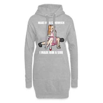 I MADE HIM A SUB Submissive SKlave Domina Mistress - Hoodie Dress - heather grey - Front
