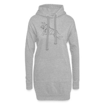 Schäferhund - one line drawing - Hoodie-Kleid - Grau meliert - Vorne