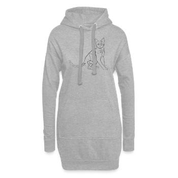 Chat - one line drawing - Sweat-shirt à capuche long Femme - gris chiné - Devant