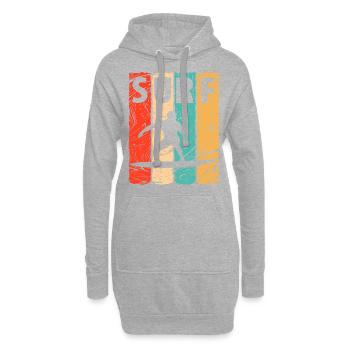 Surf, vague surf, surf, surf - Sweat-shirt à capuche long Femme - gris chiné - Devant