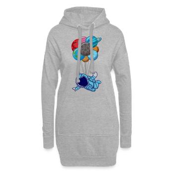 Astronaut mit Planeten Als Ballon Weltraum Geschen - Hoodie-Kleid - Grau meliert - Vorne