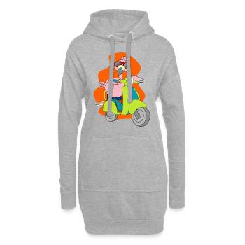 Chemise cadeau cyclomoteur Flamingo moto scooter - Sweat-shirt à capuche long Femme - gris chiné - Devant