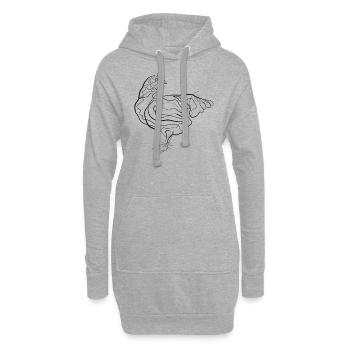 Poulet de coq - one line drawing - Sweat-shirt à capuche long Femme - gris chiné - Devant
