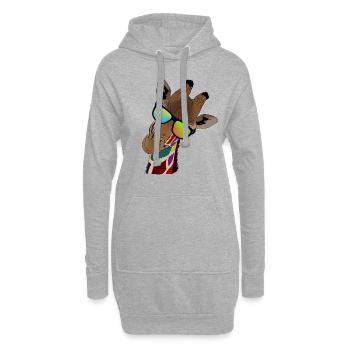 Regenbogen Giraffe mit Sonnebrille Geschenkidee - Hoodie-Kleid - Grau meliert - Vorne