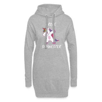 Große Schwester Einhorn Dab - Hoodie-Kleid - Grau meliert - Vorne