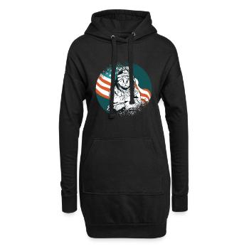 Chaton chat avion pilote - Sweat-shirt à capuche long Femme - noir - Devant