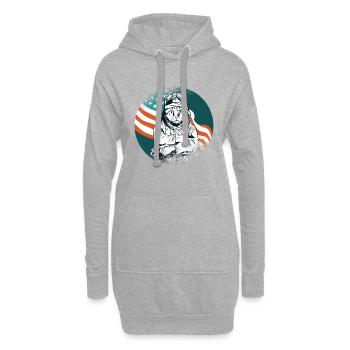 Chaton chat avion pilote - Sweat-shirt à capuche long Femme - gris chiné - Devant
