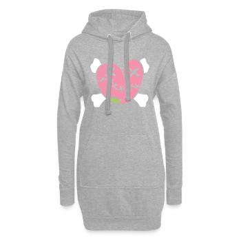 Coeur triste avec des os - Halloween - Sweat-shirt à capuche long Femme - gris chiné - Devant