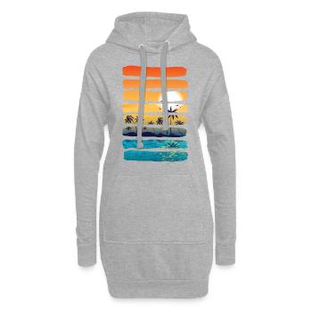 Été Soleil Palm Tree Beach Océan Artistique - Sweat-shirt à capuche long Femme - gris chiné - Devant