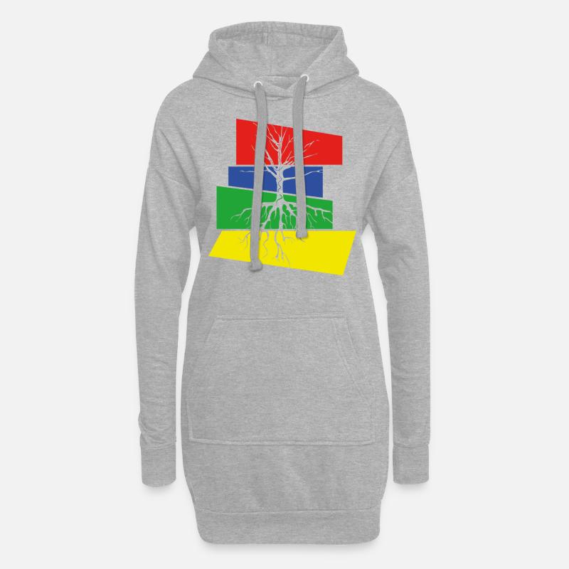 Baum - Hoodie-Kleid - Grau meliert