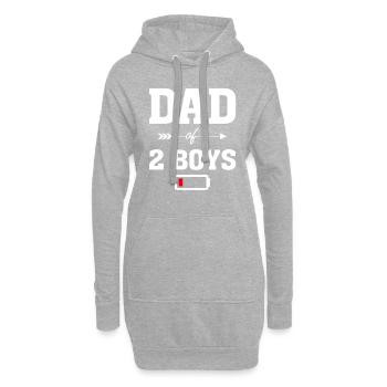 Fête des pères de 2 garçons - Sweat-shirt à capuche long Femme - gris chiné - Devant