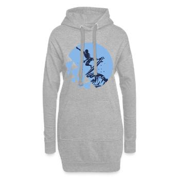 Surfen Surfer Surf Kreis Blau - Hoodie-Kleid - Grau meliert - Vorne