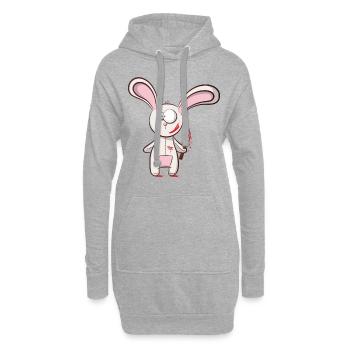 Lapin de dessin animé d'horreur - Sweat-shirt à capuche long Femme - gris chiné - Devant