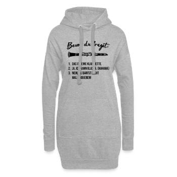 Klarinette - Bevor du fragst...lustig, Geschenk - Hoodie-Kleid - Grau meliert - Vorne