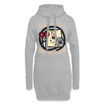 Stein Schere Papier Schnick Schnack Schnuck lustig - Hoodie-Kleid - Grau meliert - Vorne