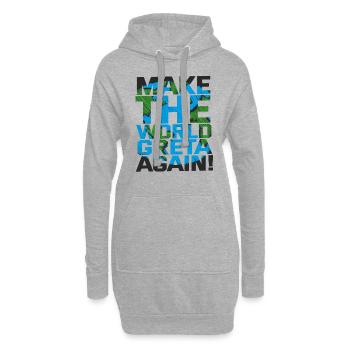 Make the World Greta again - Hoodie-Kleid - Grau meliert - Vorne
