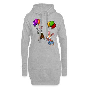 Drôles de ballons de lapin - Sweat-shirt à capuche long Femme - gris chiné - Devant
