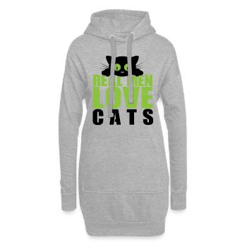 Les vrais hommes aiment les chats, les chatons super-mignons - Sweat-shirt à capuche long Femme - gris chiné - Devant