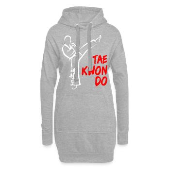Taekwondo - Sweat-shirt à capuche long Femme - gris chiné - Devant