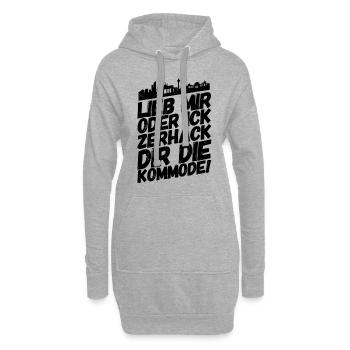 Berlin Berliner Lustige Sprüche Mundart Kommode - Hoodie-Kleid - Grau meliert - Vorne