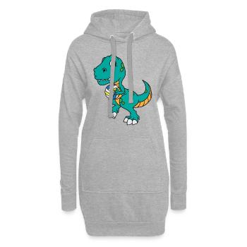 Dinosaurier Volleyball Spieler Dino Süßer Geschenk - Hoodie-Kleid - Grau meliert - Vorne