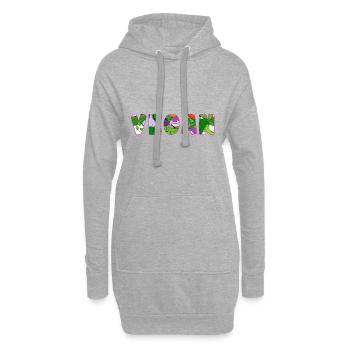 végétalien - Sweat-shirt à capuche long Femme - gris chiné - Devant