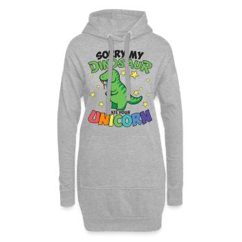 Lustiger Einhorn fressender Dinosaurier Dino - Hoodie-Kleid - Grau meliert - Vorne