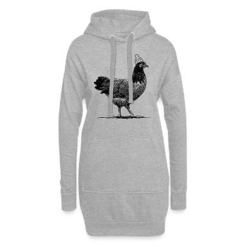 Drôle de poulets d’avant-garde illustration casquette - Sweat-shirt à capuche long Femme - gris chiné - Devant