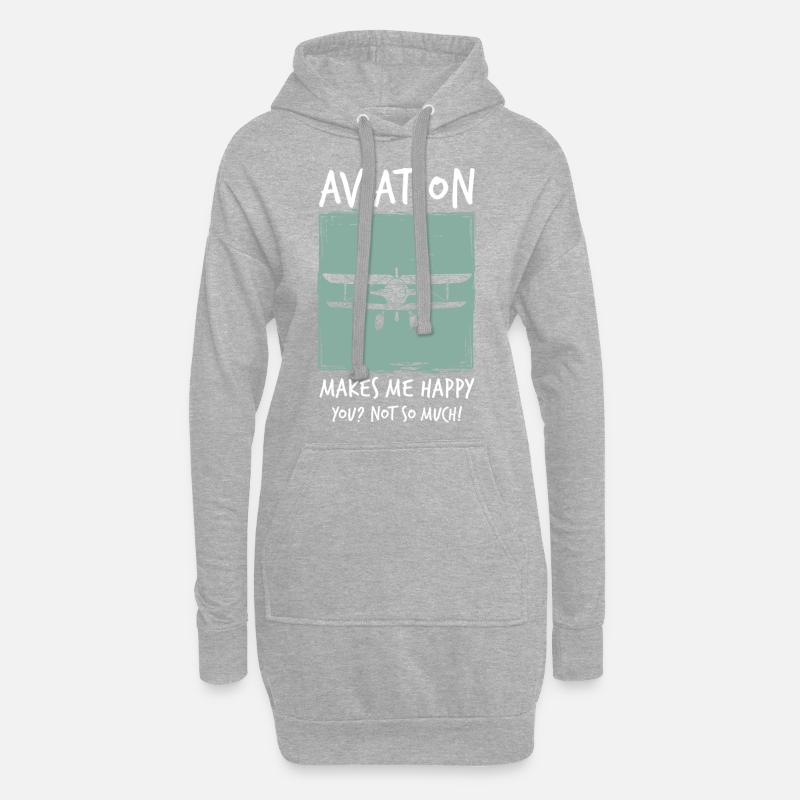 Flugzeug - Hoodie-Kleid - Grau meliert