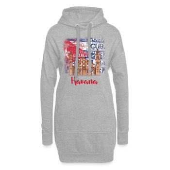 Tee shirt Cuba Havana - Sweat-shirt à capuche long Femme - gris chiné - Devant