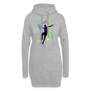 Joueuse de tennis Illustration Art Style Idée cadeau - Sweat-shirt à capuche long Femme - gris chiné - Devant