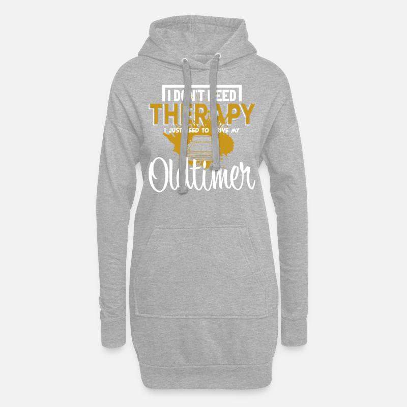 Oldtimer Auto - Hoodie-Kleid - Grau meliert
