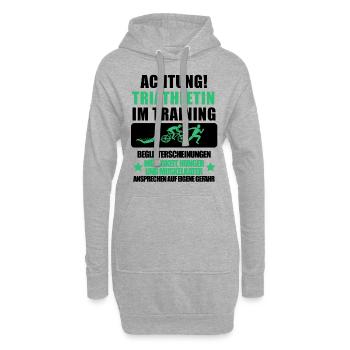 Triathletin Geschenk • Triathlet Training Shirt - Hoodie-Kleid - Grau meliert - Vorne