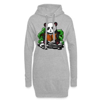 Livre de lecture mignon d'ours panda - Sweat-shirt à capuche long Femme - gris chiné - Devant