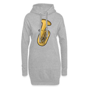 TUBA Tubist Tubistin Horn Waldhorn Blechbläser - Hoodie-Kleid - Grau meliert - Vorne