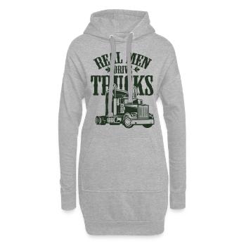 les vrais hommes conduisent des camions - Sweat-shirt à capuche long Femme - gris chiné - Devant