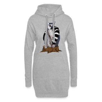 Doux singe katta est assis sur un arbre. Cadeau pour lémurien - Sweat-shirt à capuche long Femme - gris chiné - Devant