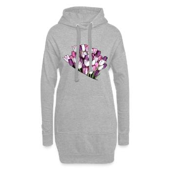 Wunderschöner Liebes Blumenstrauß für die Ewigkeit - Hoodie-Kleid - Grau meliert - Vorne