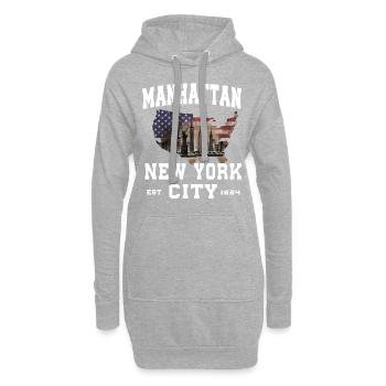 New York City - Sweat-shirt à capuche long Femme - gris chiné - Devant